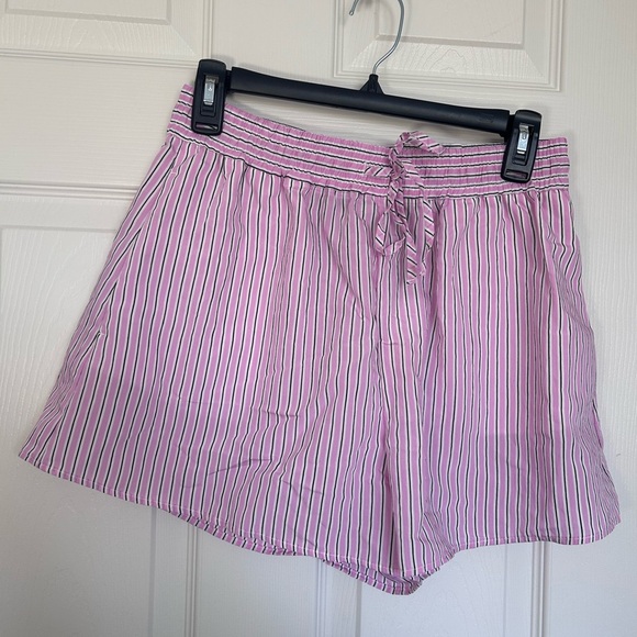Zara NWT Pink Striped poplin Women's Shorts with Drawstrings- midrise- size S - Picture 4 of 8